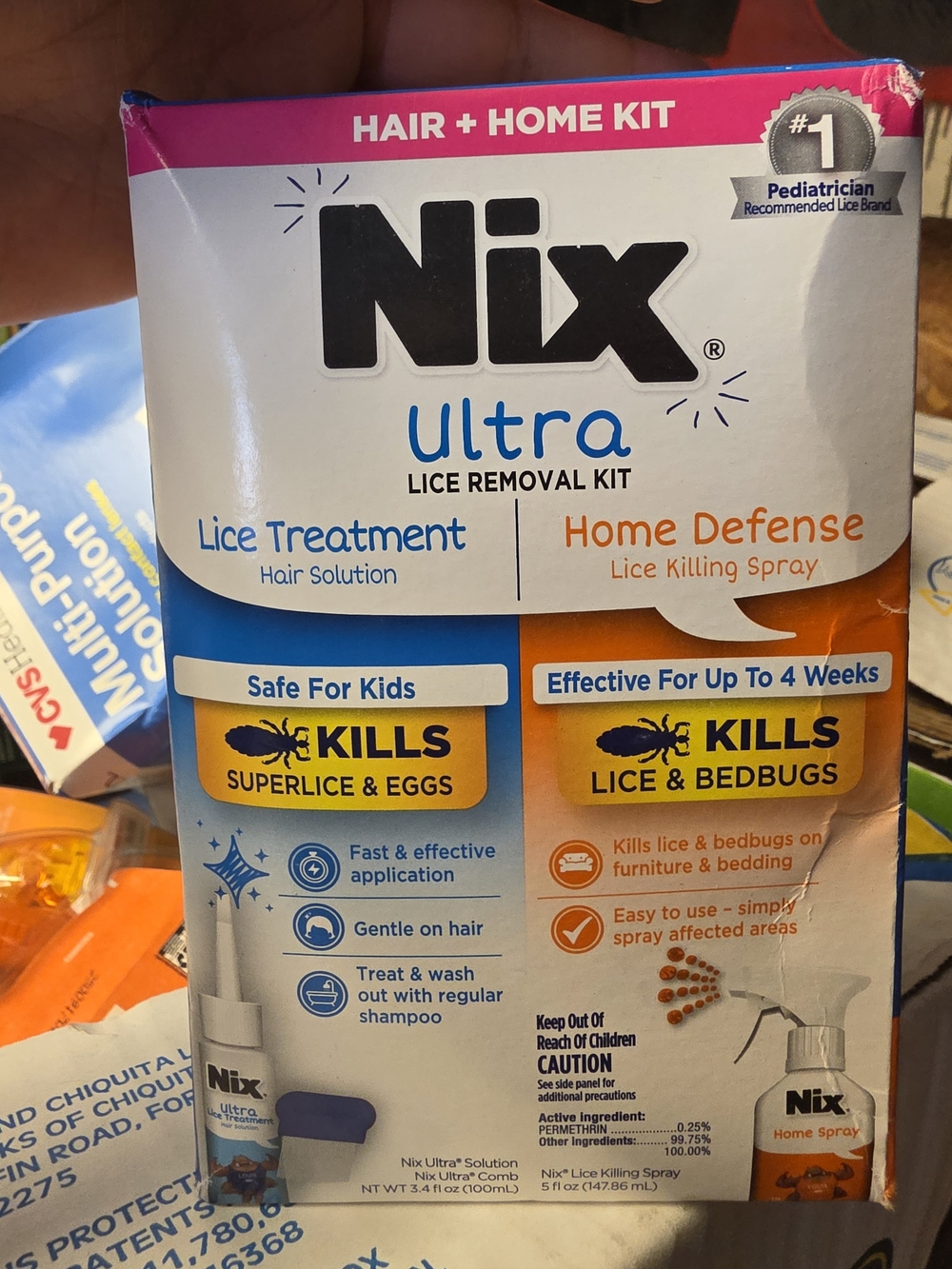 Nix Ultra Kids Lice Removal Kit - White, Orange & Blue